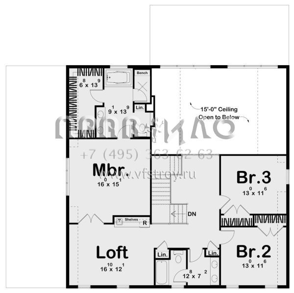 Проект двухэтажного дома с гаражом на три и более машин в стиле БарнХаус S5-242 (963-00790)