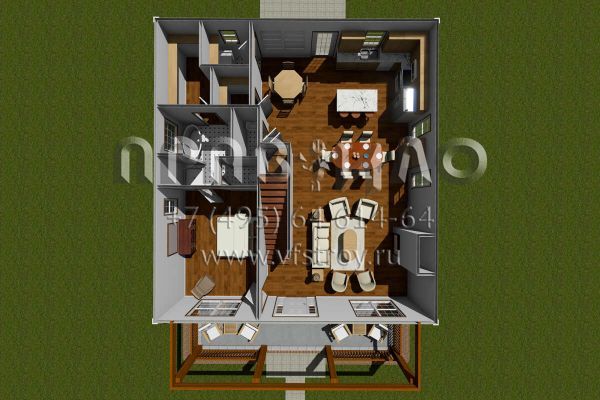 Проект двухэтажного дома без гаража в американском стиле S5-160 (4848-00015)