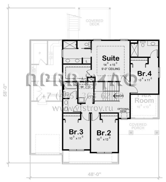 Проект двухэтажного дома с гаражом на три и более машин в американском стиле S5-220 (402-01725)