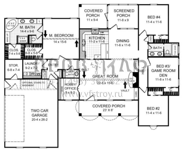 Проект одноэтажного дома с гаражом на две машины в английском стиле S5-186 (348-00099)
