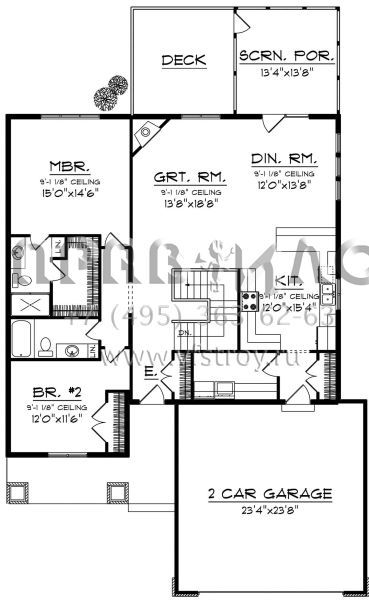 Проект одноэтажного дома с гаражом на две машины в американском стиле S5-151 (1020-00166)