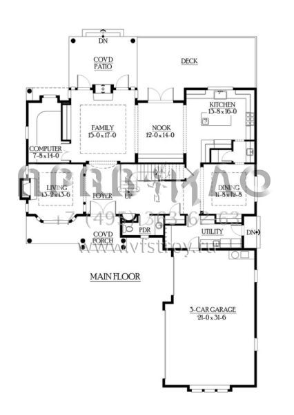 Проект двухэтажного дома с гаражом на три и более машин в скандинавском стиле S5-364 (341-00162)