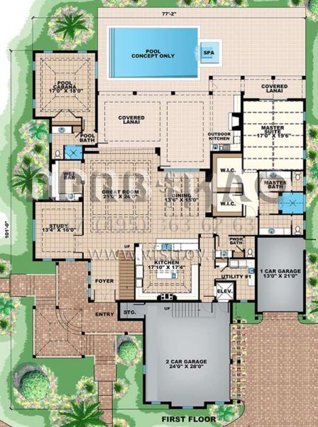 Проект двухэтажного дома с гаражом на три и более машин в современном стиле S5-540 (1018-00212)