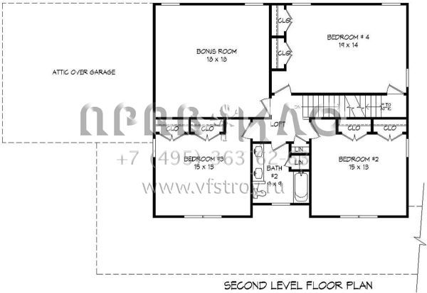 Проект двухэтажного дома с гаражом на две машины в стиле Ранчо S5-254 (940-00108)