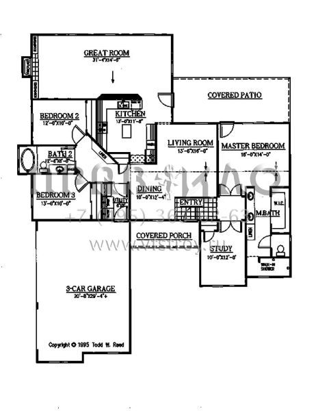 Проект одноэтажного дома с гаражом на три и более машин в стиле Ранчо S5-206 (286-00029)