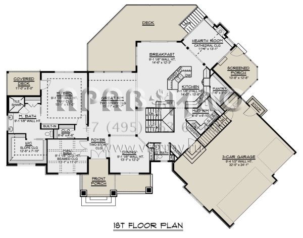 Проект двухэтажного дома с гаражом на три и более машин в американском стиле S5-331 (5032-00054)