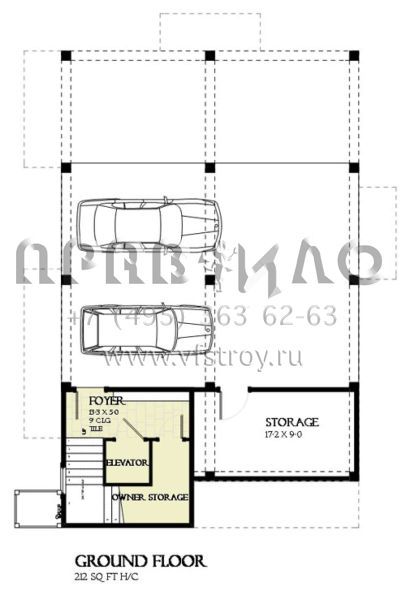 Проект трехэтажного дома с гаражом на две машины в прибрежном стиле S5-241 (1637-00110)