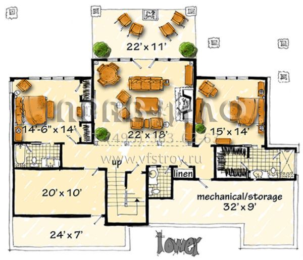 Проект двухэтажного дома с гаражом на три и более машин в стиле Шале S5-381 (1907-00038)