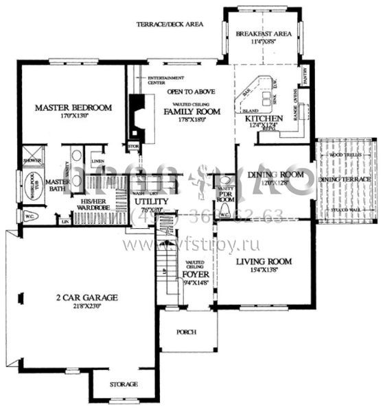 Проект двухэтажного дома с гаражом на две машины в стиле Ранчо S5-256 (7922-00142)
