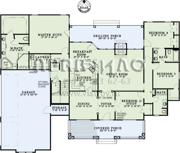 Проект одноэтажного дома с гаражом на три и более машин в стиле Ранчо S5-226 (110-01026)