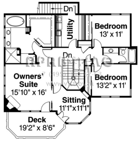 Проект двухэтажного дома с гаражом на три и более машин в английском стиле S5-321 (035-00292)