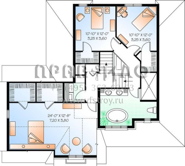 Проект двухэтажного дома с гаражом на две машины в стиле Ранчо S5-205 (034-00717)