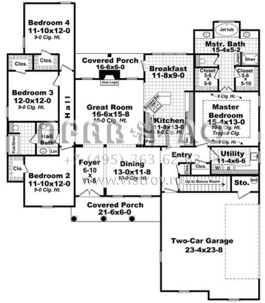 Проект одноэтажного дома с гаражом на две машины в стиле Ранчо S5-205 (348-00274)