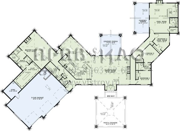 Проект одноэтажного дома с гаражом на три и более машин в современном стиле S5-389 (110-01042)