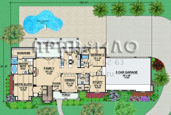 Проект двухэтажного дома с гаражом на три и более машин в английском стиле S5-294 (5445-00321)
