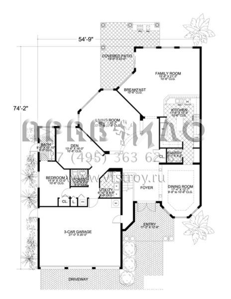 Проект двухэтажного дома с гаражом на три и более машин в прибрежном стиле S5-438 (168-00056)