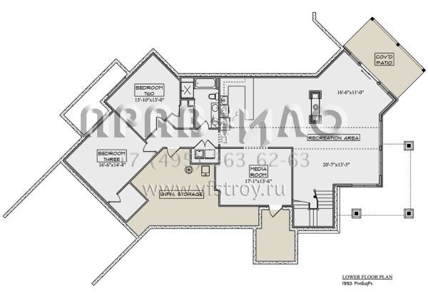 Проект одноэтажного дома с гаражом на три и более машин в стиле Шале S5-419 (5631-00190)