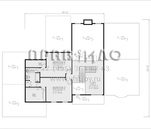 Проект двухэтажного дома с гаражом на три и более машин в стиле Ранчо S5-331 (1754-00032)