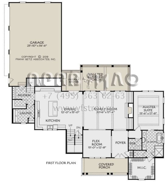 Проект двухэтажного дома с гаражом на три и более машин в стиле Ранчо S5-291 (8594-00316)