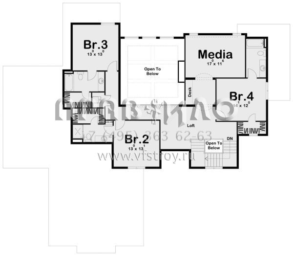 Проект двухэтажного дома с гаражом на три и более машин в американском стиле S5-354 (963-00244)