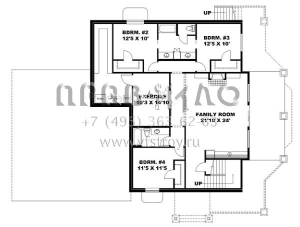Проект двухэтажного дома с гаражом на три и более машин в стиле Шале S5-348 (039-00685)