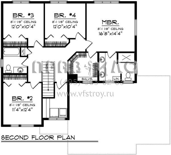 Проект двухэтажного дома с гаражом на три и более машин в стиле Райт S5-216 (1020-00015)