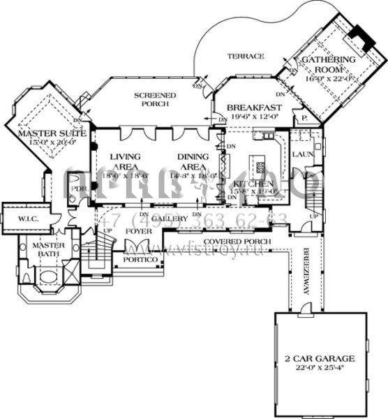 Проект двухэтажного дома с гаражом на две машины в английском стиле S5-419 (3323-00463)