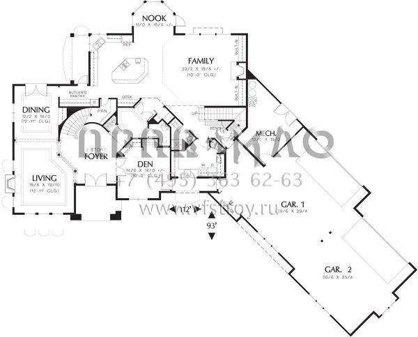 Проект двухэтажного дома с гаражом на три и более машин в прибрежном стиле S5-463 (2559-00571)