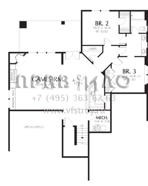 Проект одноэтажного дома с гаражом на три и более машин в английском стиле S5-342 (2559-00160)