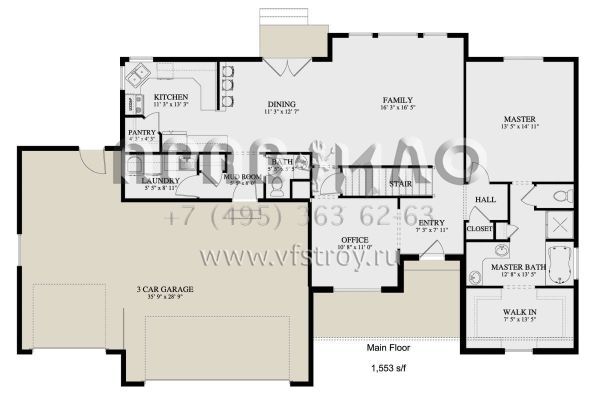Проект двухэтажного дома с гаражом на три и более машин в английском стиле S5-241 (2802-00006)