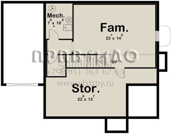 Проект двухэтажного дома с гаражом на одну машину в стиле Ранчо S5-182 (963-00755)
