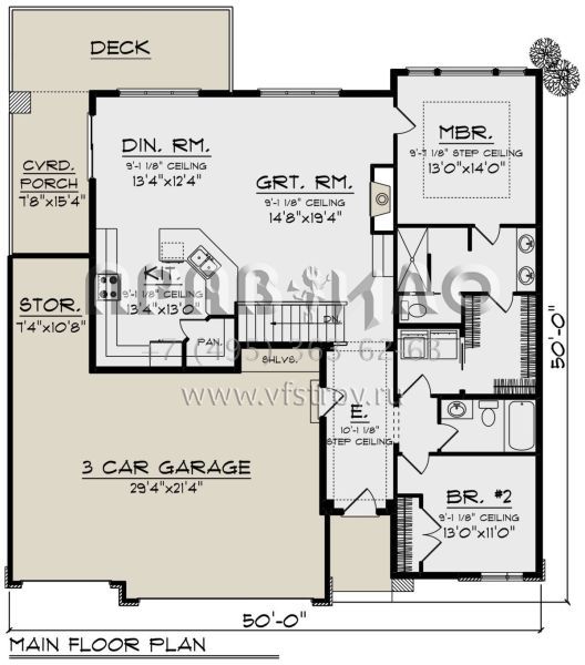 Проект одноэтажного дома с гаражом на три и более машин в стиле Райт S5-138 (1020-00323)