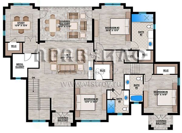 Проект двухэтажного дома с гаражом на три и более машин в прибрежном стиле S5-408 (207-00086)