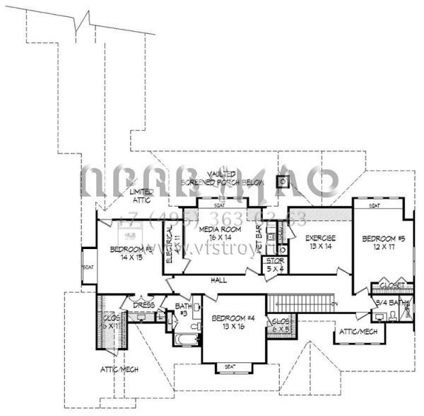 Проект двухэтажного дома с гаражом на три и более машин в американском стиле S5-499 (940-00047)