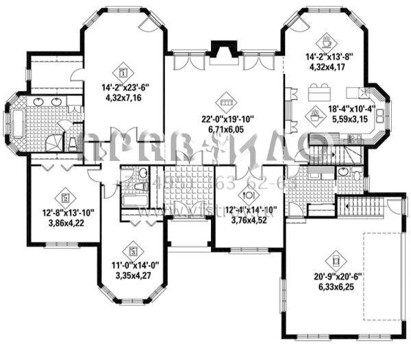 Проект одноэтажного дома с гаражом на две машины в стиле Ранчо S5-239 (6146-00348)