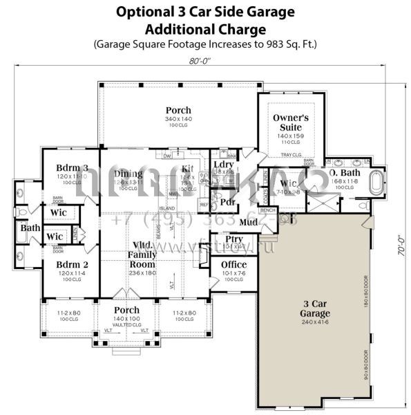Проект одноэтажного дома с гаражом на две машины в современном стиле S5-201 (009-00375)