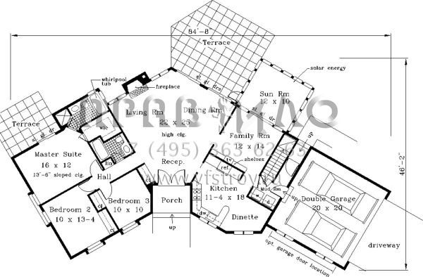 Проект одноэтажного дома с гаражом на две машины в стиле Ранчо S5-165 (033-00020)