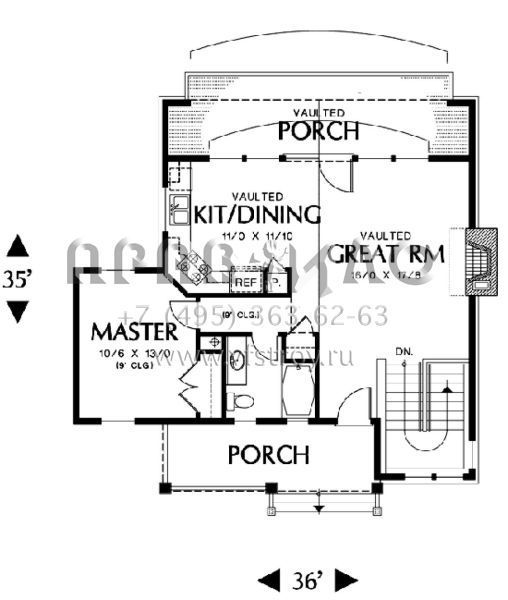 Проект одноэтажного дома без гаража в стиле Шале S5-131 (2559-00103)