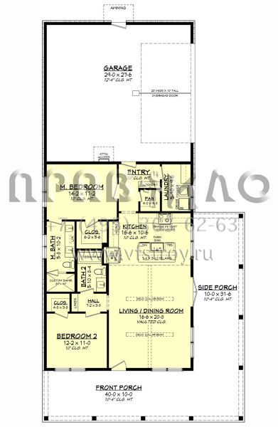 Проект одноэтажного дома с гаражом на две машины в стиле БарнХаус S5-117 (041-00348)