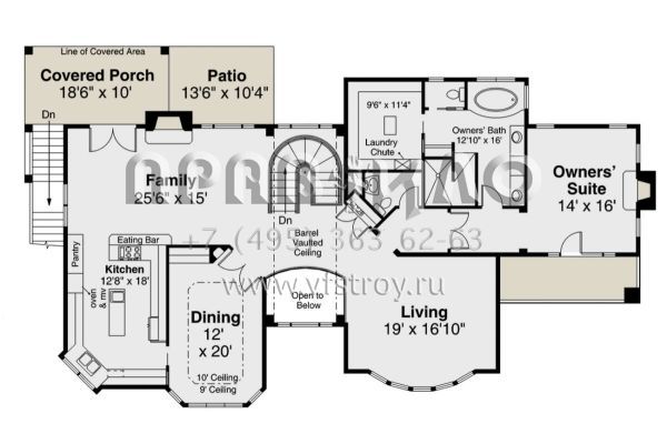 Проект двухэтажного дома с гаражом на две машины в прибрежном стиле S5-296 (035-00883)
