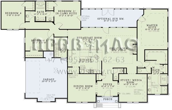Проект одноэтажного дома с гаражом на две машины в английском стиле S5-263 (110-00812)