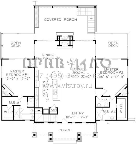Проект одноэтажного дома с гаражом на две машины в стиле Ранчо S5-281 (699-00124)