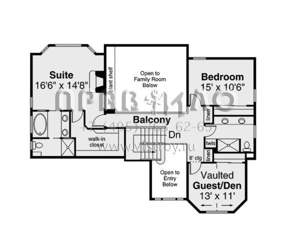 Проект двухэтажного дома с гаражом на две машины в стиле Ранчо S5-306 (035-00075)