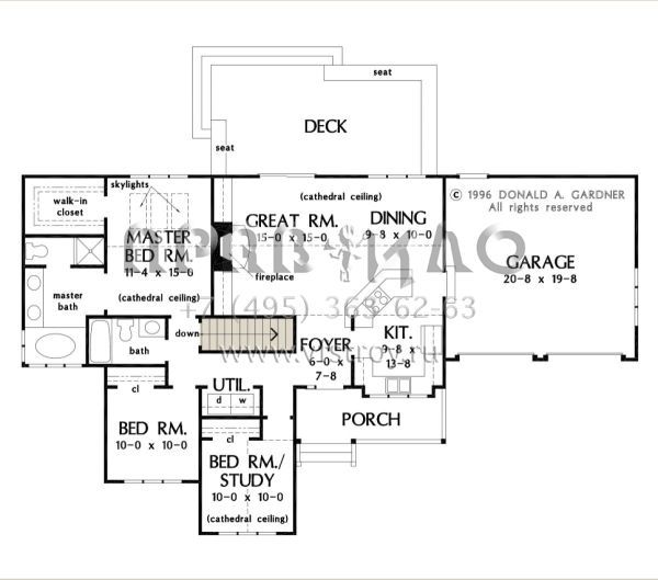 Проект одноэтажного дома с гаражом на две машины в стиле Ранчо S5-120 (2865-00198)