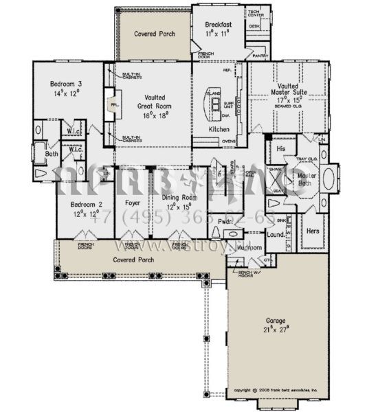 Проект одноэтажного дома с гаражом на две машины в стиле Ранчо S5-246 (8594-00261)
