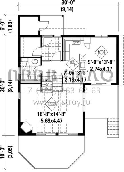 Проект двухэтажного дома без гаража в современном стиле S5-184 (6146-00132)