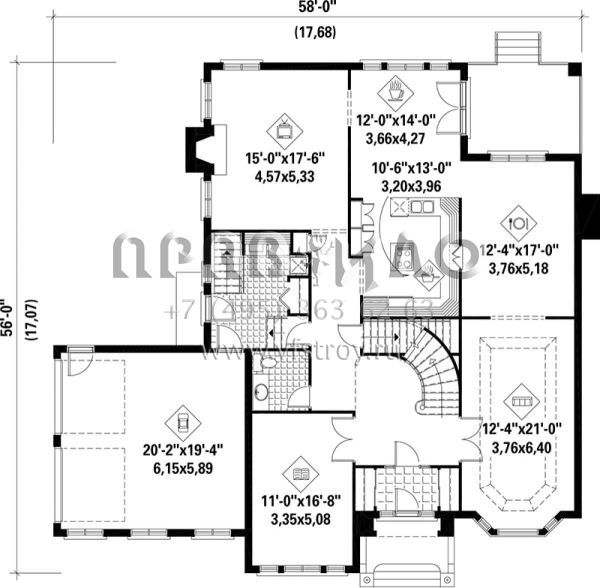 Проект двухэтажного дома с гаражом на две машины в английском стиле S5-368 (6146-00112)