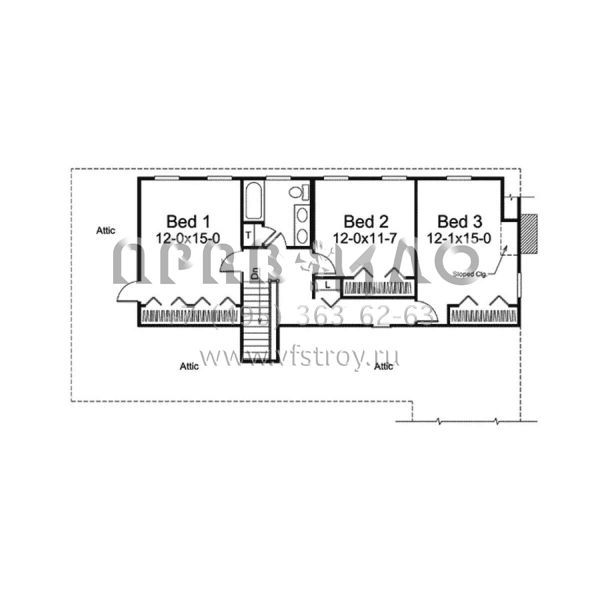 Проект двухэтажного дома с гаражом на две машины в стиле Ранчо S5-234 (5633-00435)