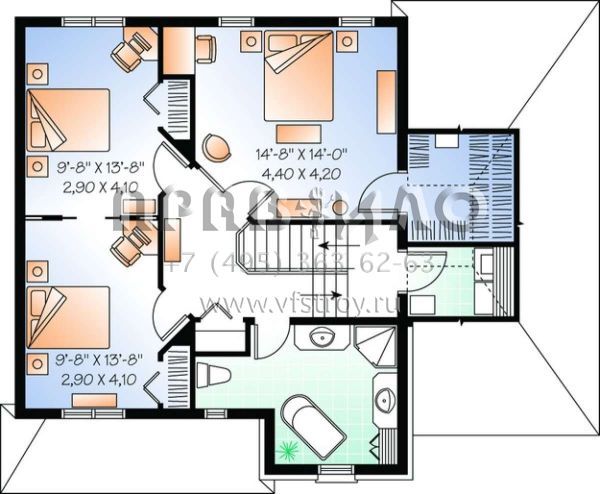 Проект двухэтажного дома с гаражом на одну машину в стиле Ранчо S5-173 (034-00859)