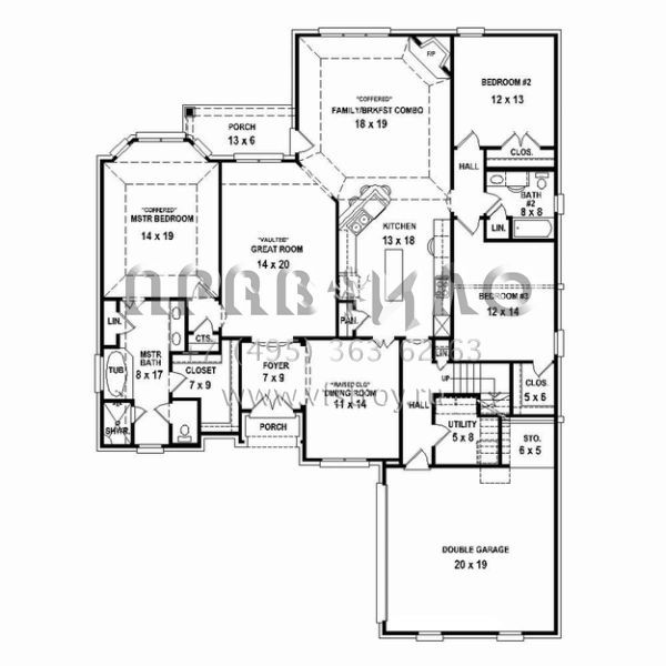 Проект двухэтажного дома с гаражом на две машины в стиле Ранчо S5-250 (053-02468)